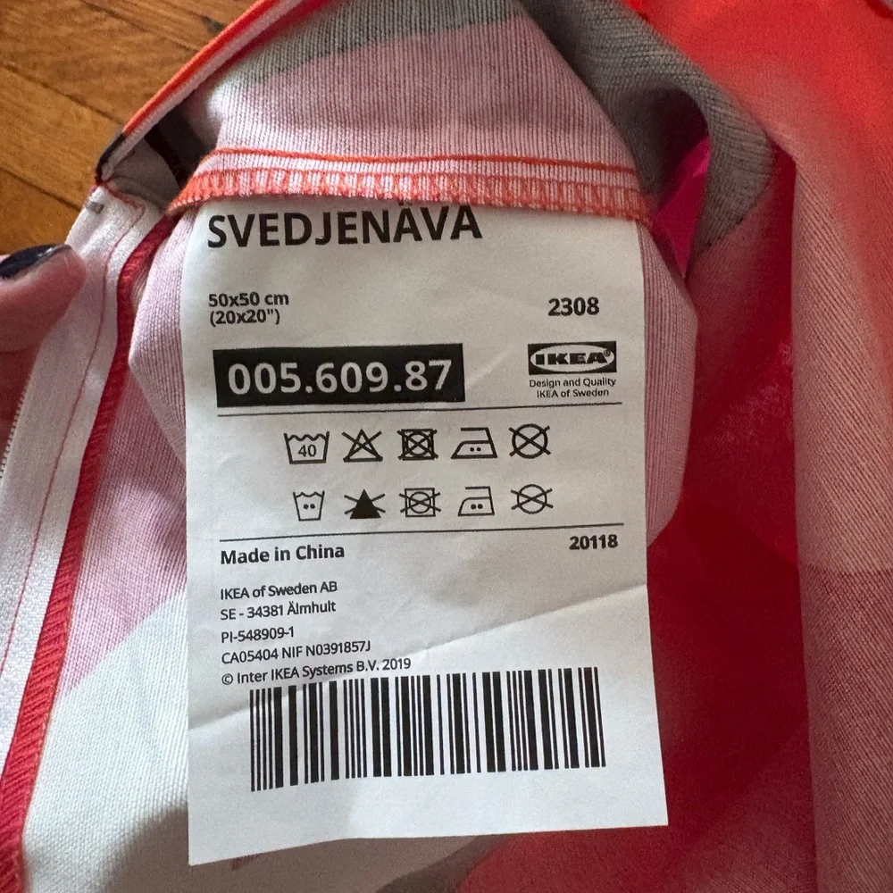 IKEA Svedjenava Red and White Pillow Cover